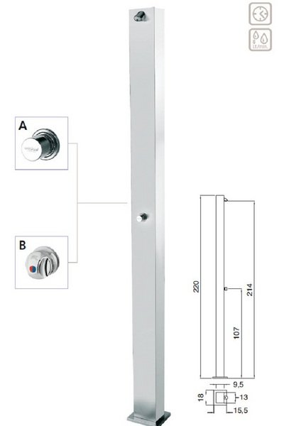 columna ducha piscina aisi316 con temporizado